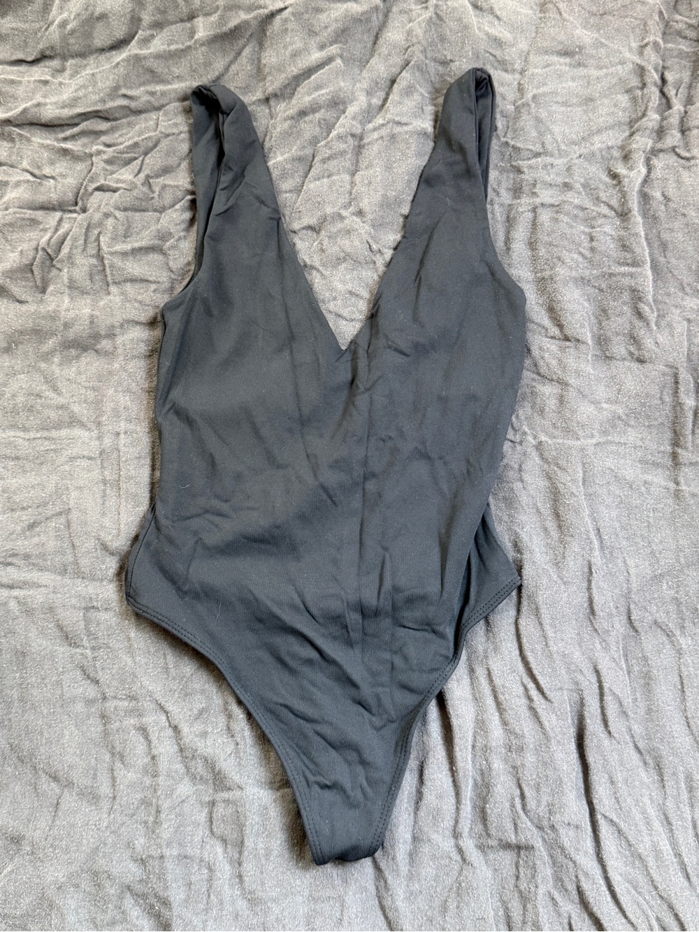 Aritzia Black V-Neck One-Piece Bodysuit
